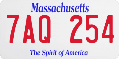 MA license plate 7AQ254