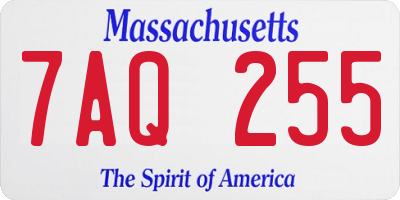 MA license plate 7AQ255