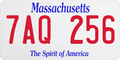 MA license plate 7AQ256