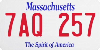 MA license plate 7AQ257