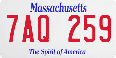 MA license plate 7AQ259