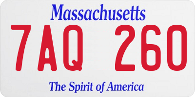MA license plate 7AQ260