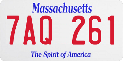 MA license plate 7AQ261