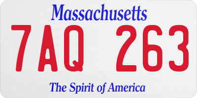 MA license plate 7AQ263