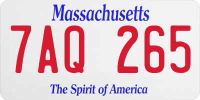MA license plate 7AQ265