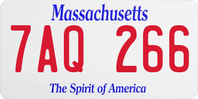 MA license plate 7AQ266
