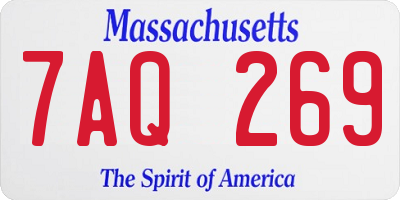 MA license plate 7AQ269