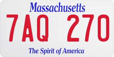 MA license plate 7AQ270