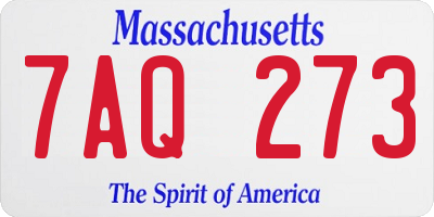 MA license plate 7AQ273