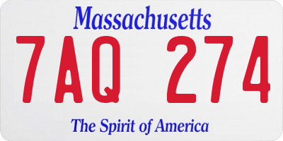 MA license plate 7AQ274