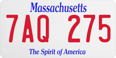 MA license plate 7AQ275