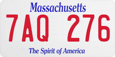 MA license plate 7AQ276