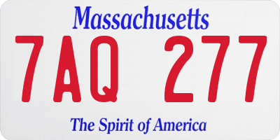 MA license plate 7AQ277