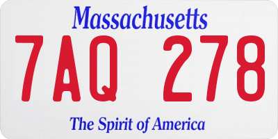 MA license plate 7AQ278