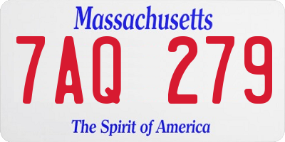 MA license plate 7AQ279