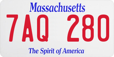 MA license plate 7AQ280