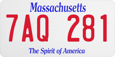 MA license plate 7AQ281