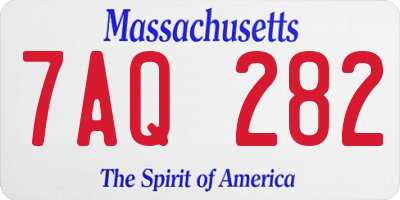 MA license plate 7AQ282