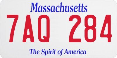MA license plate 7AQ284