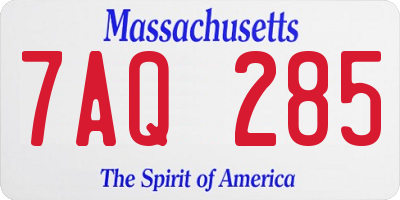 MA license plate 7AQ285