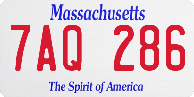MA license plate 7AQ286