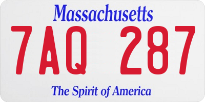 MA license plate 7AQ287