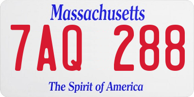 MA license plate 7AQ288