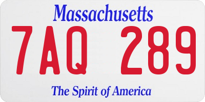 MA license plate 7AQ289