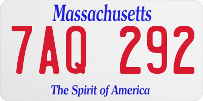 MA license plate 7AQ292