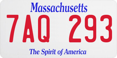 MA license plate 7AQ293