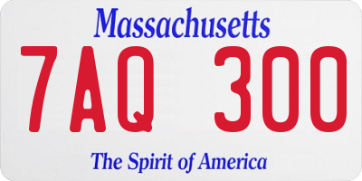 MA license plate 7AQ300