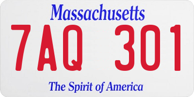 MA license plate 7AQ301