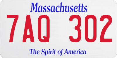 MA license plate 7AQ302