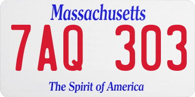MA license plate 7AQ303