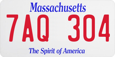 MA license plate 7AQ304