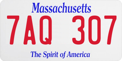 MA license plate 7AQ307