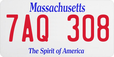 MA license plate 7AQ308