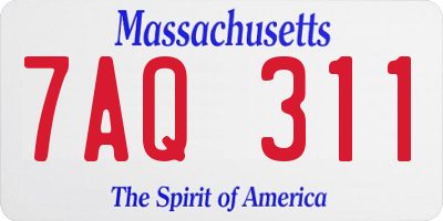 MA license plate 7AQ311