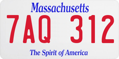 MA license plate 7AQ312