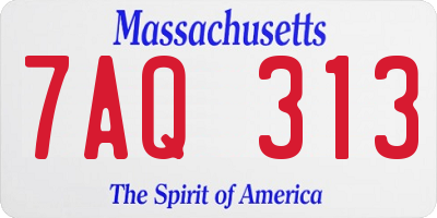 MA license plate 7AQ313