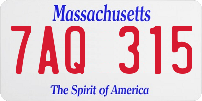 MA license plate 7AQ315