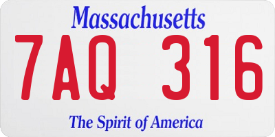 MA license plate 7AQ316
