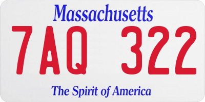 MA license plate 7AQ322