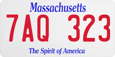 MA license plate 7AQ323
