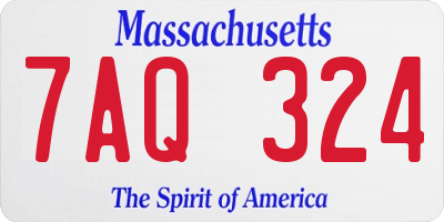 MA license plate 7AQ324
