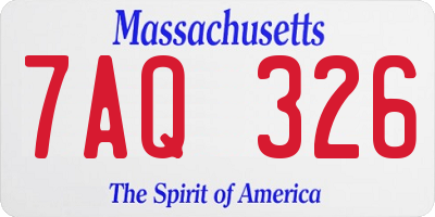 MA license plate 7AQ326