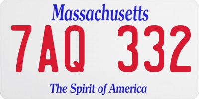 MA license plate 7AQ332