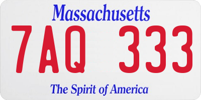 MA license plate 7AQ333