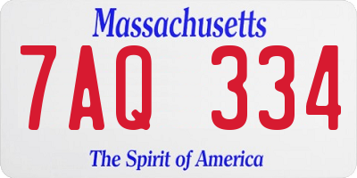 MA license plate 7AQ334