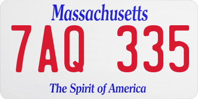 MA license plate 7AQ335